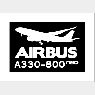 Airbus A330-800neo Silhouette Print (White) Posters and Art